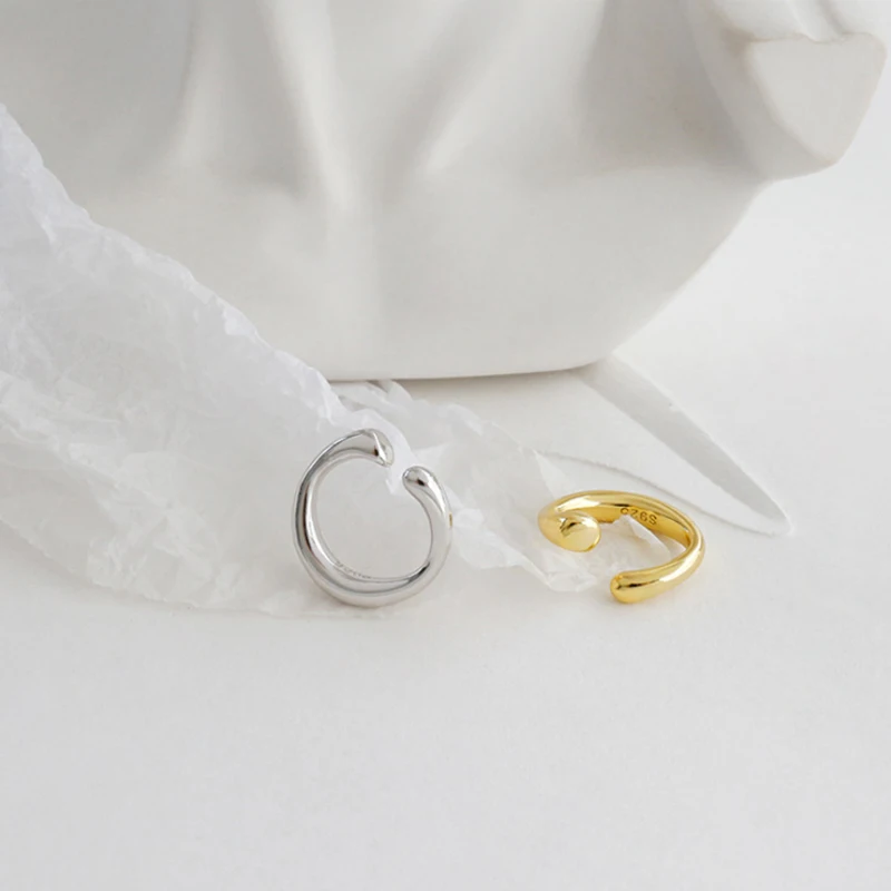 F.I.N.S Korean Style S 925 Sterling Silver Ear Clip INS Two-tones Minimalist Glossy Ear Buckle Cuff without Piercing ear clip earrings,clip earrings,ear clip