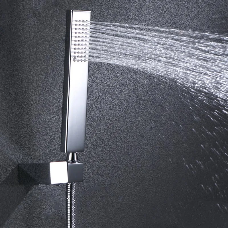 

Chrome Brass Handheld Shower Head square rounded Hand Hold Water Saving Showerheads