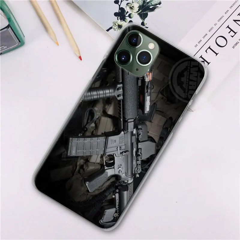 AK47 пистолет пули телефонные чехлы для Apple iPhone 11 Pro Max X XR XS MAX 7 8 6 6s Plus 5 5S жесткий чехол