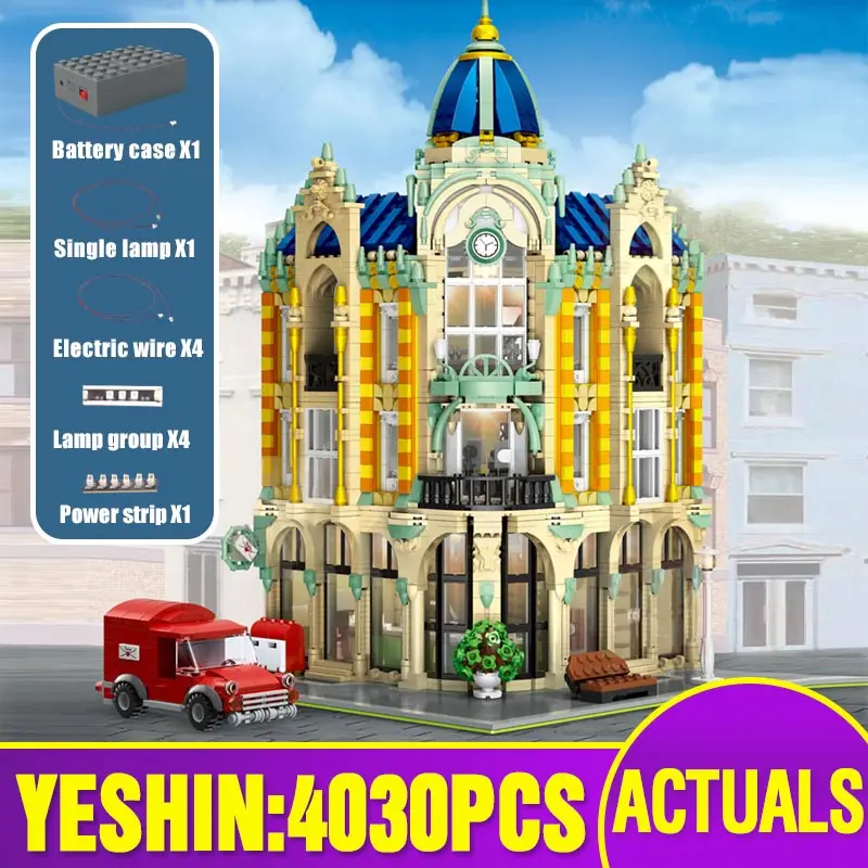Compatível com Lepining Blocos de Construção Street View Building 10182 Cafe Conrner Luz Led Modelo Crianças Brinquedos Natal 15002 15003