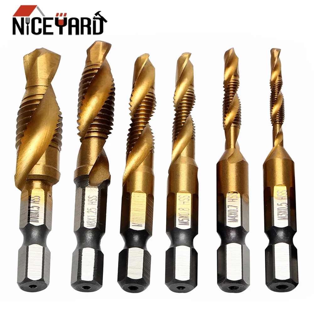 6pcs/set Drill Bits Tap Thread Metric Plug M3 M4 M5 M6 M8 M10 Hand Tools HSS Screw Spiral Point High Speed Steels | Инструменты