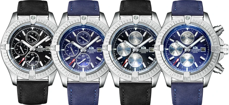 Automatique auto-vent lumineux mécanique toile Style véritable noir bleu cuir multifonction Date mois Sport hommes_voghion.com