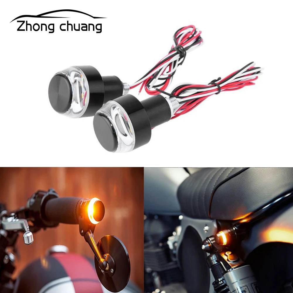 

2PCS motorcycle accessories modified handlebar led turn signal handle end LED direction lights motorcycle modified turn signal h