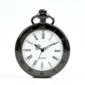 

Black Single Shell Rome Retro Pocket Watch Classic Design Men'S Women'S Fashion Quartz Pocket Watch Creative Gift
