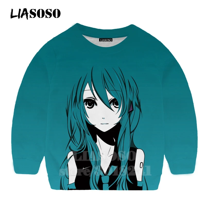 17 LIASOSO детей толстовки 3D принт аниме девочка Hatsune Толстовка Miku в уличном стиле для детей в стиле хип-хоп для мальчиков и девочек; Верхняя детская одежда свитер для подростков B174-3 - Цвет: 17