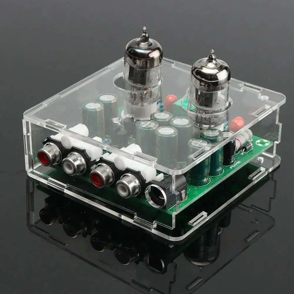 AC 12V 6J1 Valve Pre amp Tube PreAmplifier Board Headphone Amplifier Buffer With Acrylic Case
