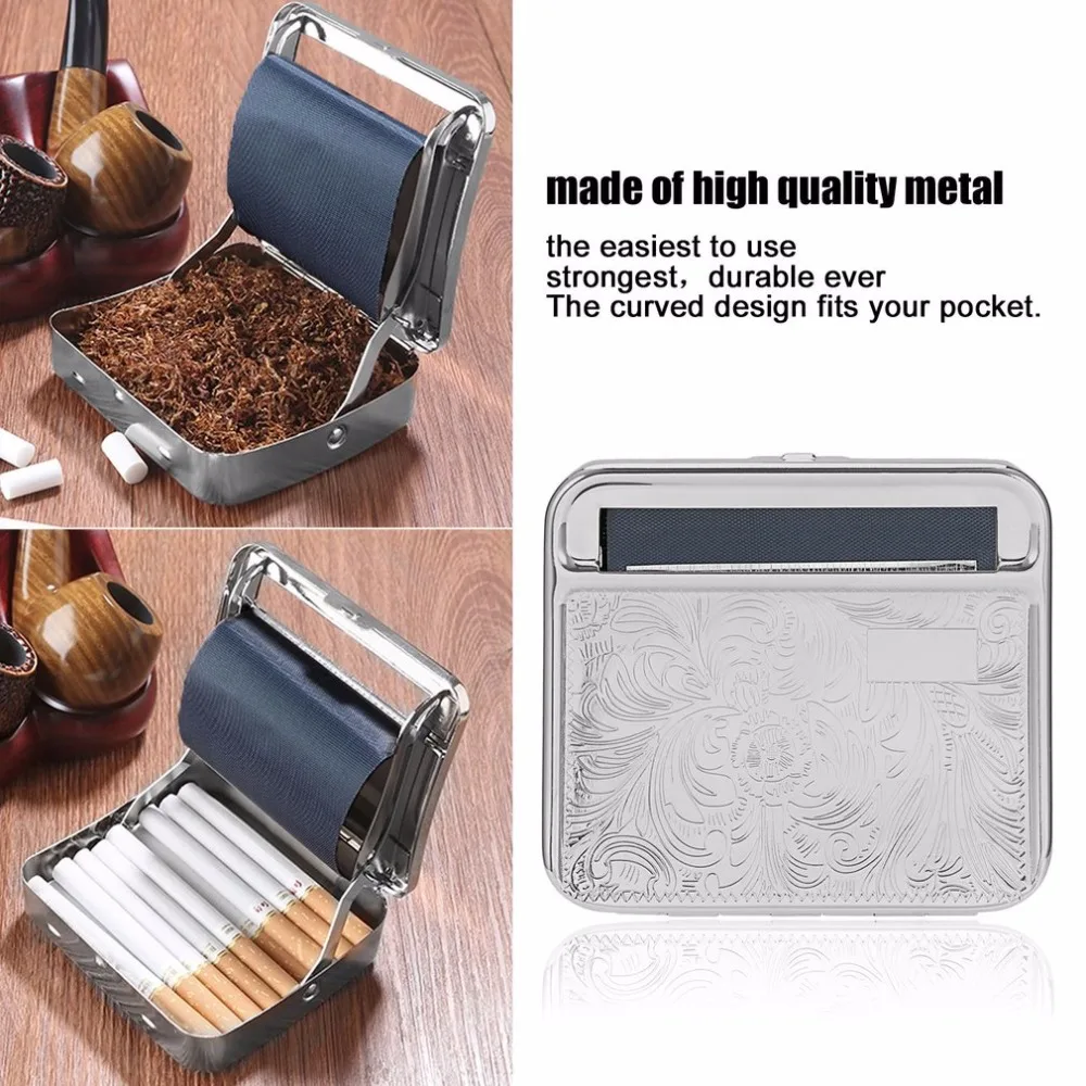 NEW Creative Design 88*79*22mm Metal Automatic Cigarette Tobacco weed Smoking Smoke Roller Rolling Machine Box Case Tin