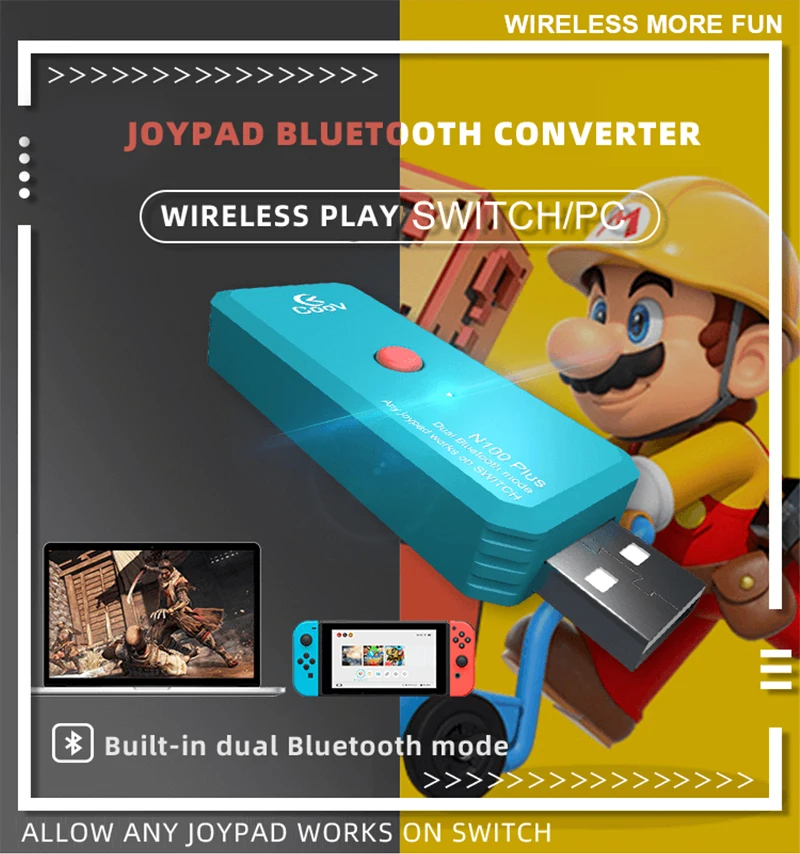 Coov N100 PLUS Bluetooth Joypad конвертер для PS4/Xbox One беспроводной контроллер адаптер для nintendo Switch NS проводной геймпад