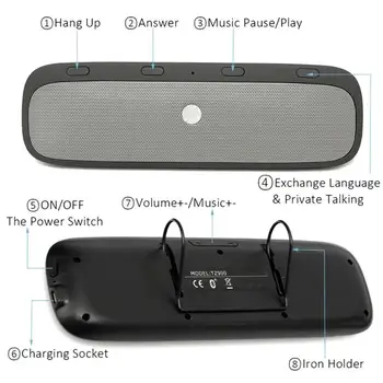 

Sun visor Multipoint Bluetooth Handsfree Calling Car Dual Audio Kit Link For Smartphones Speaker Music Speakerphone TZ9000 Z4X3