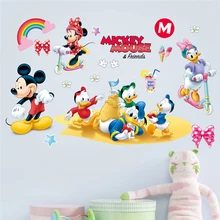 Disney Mickey Minnie Duck Wall Decals Baby Kids Rooms Nursery Home Decor Cartoon 25*70cm Wall Stickers Pvc Mural Art Diy Posters