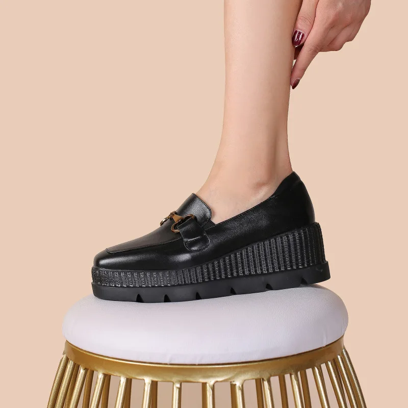 

Shoes Women's Square Head 2019 Autumn New Style British-Style Flat Top Shoes Flat Heel Foot Covering Retro Deep Mouth Casual Sma