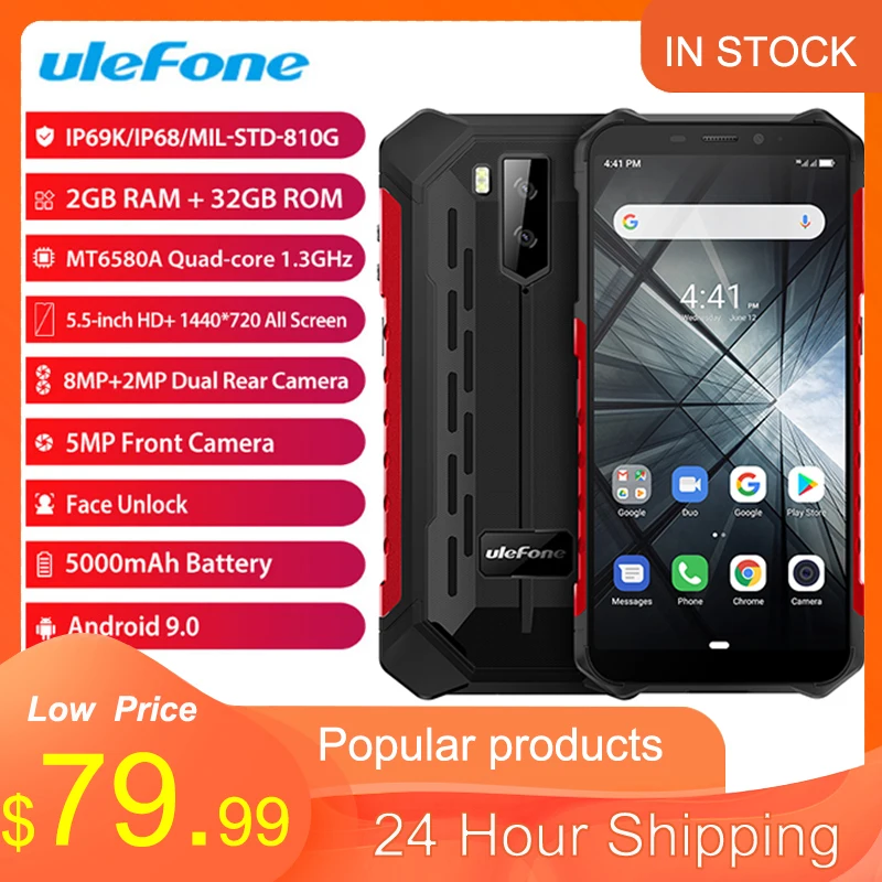 Ulefone Armor X3 ip68 прочный смартфон Android 9 0 ударопрочный телефон Superbattery сотовый 2 + 32G