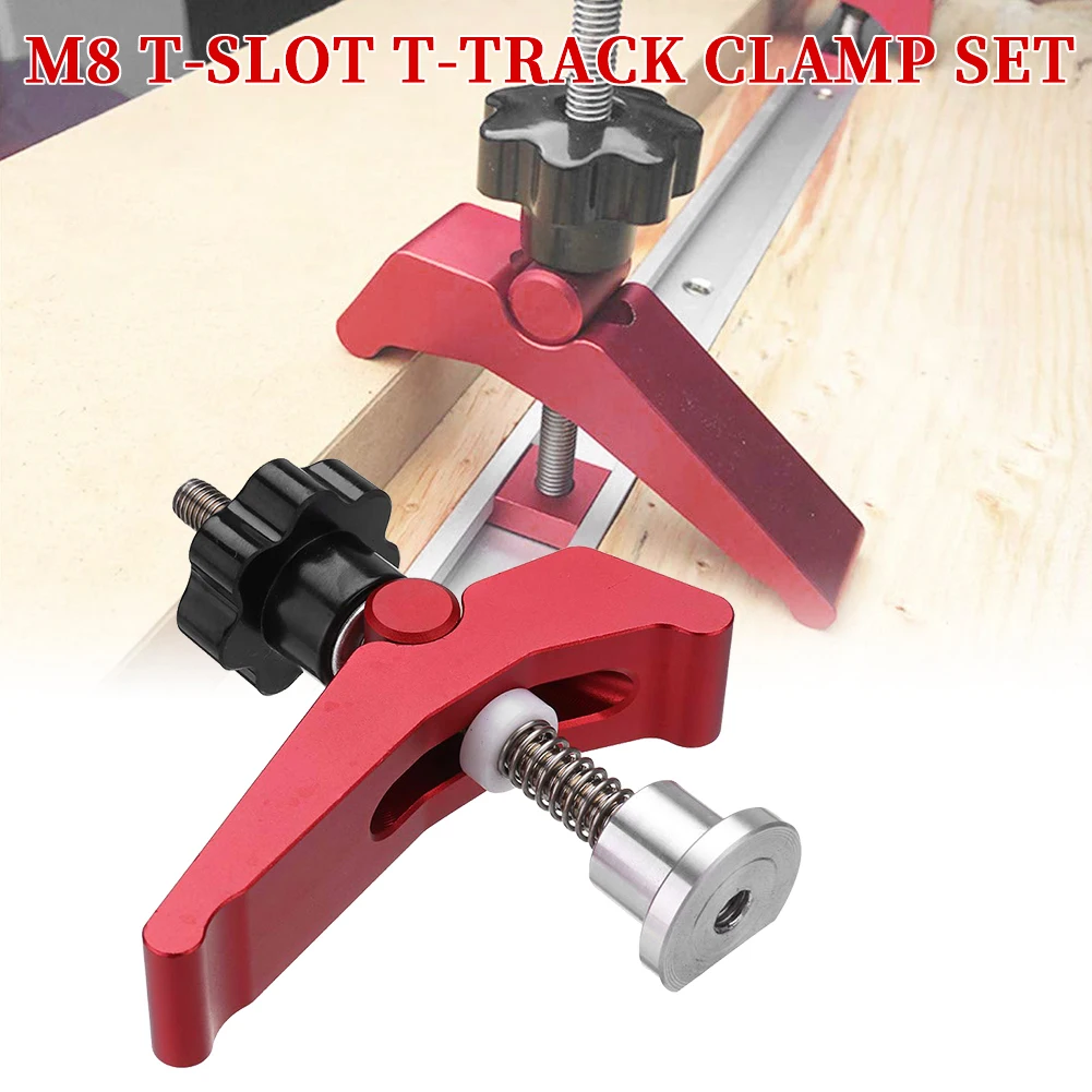 

Drillpro Aluminum Alloy Quick Acting Hold Down Clamp T-Slot T-Track Clamp Set Miter Track Jig Fixture T-Slot Woodworking Tool