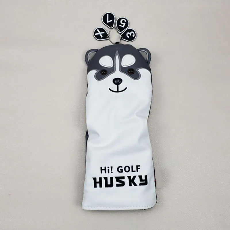 МИЛЫЙ Husky Golf Driver головной убор Мультяшные животные Фарватер Дерево из искусственной кожи клюшки для гольфа головной убор пылезащитный стержень для гольфа 1,3, набор 5 стержней
