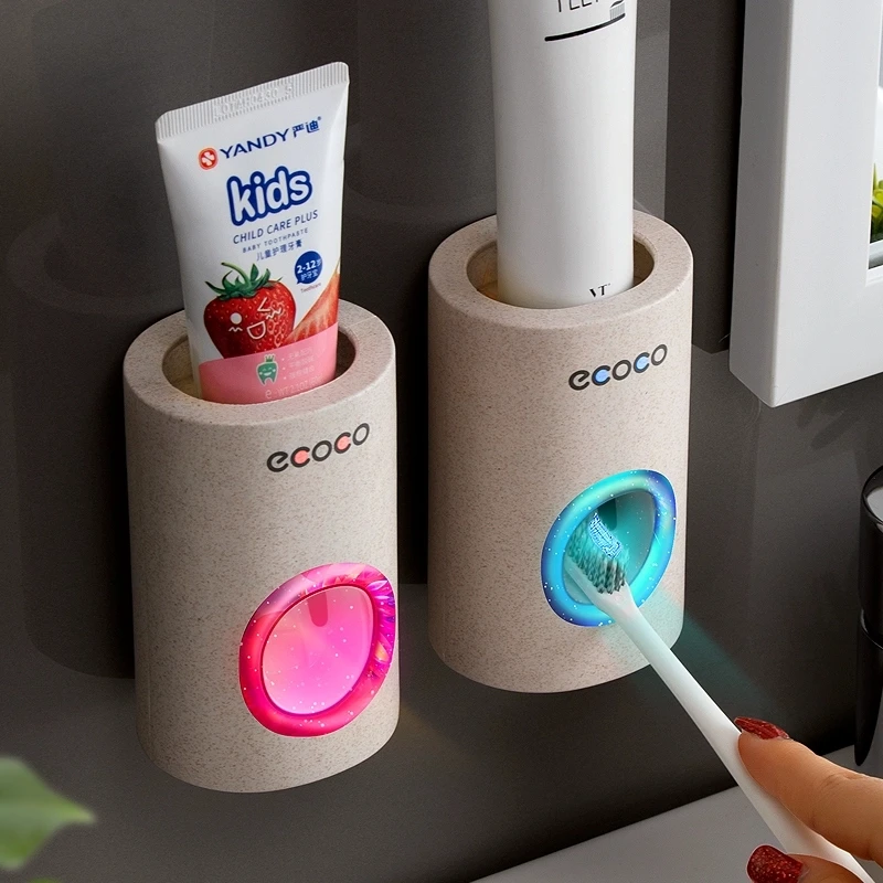

ONEUP Automatic Toothpaste Dispenser Dust-proof Toothbrush Holder Wall Mount Stand Toothpaste Squeezer Bathroom Accessories Set