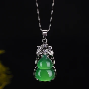 

925 inlaid jade myelin gourd pendant couple necklace female short collarbone