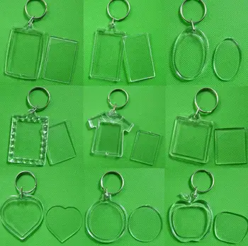 

Free shipping 1000 Pcs Rectangular Arc Transparent Blank Insert Photo Picture Frame Key Ring Split keychain SN215