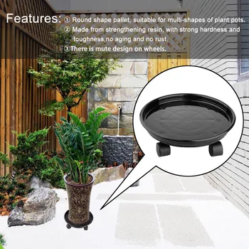 

Plant Potted Tray Flower Pot Rack Outdoor Planter Trolley Casters Rolling Vase Tray