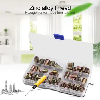

100pcs Zinc Alloy Thread for Wood Insert Nut Flanged Hex Drive Head Nuts