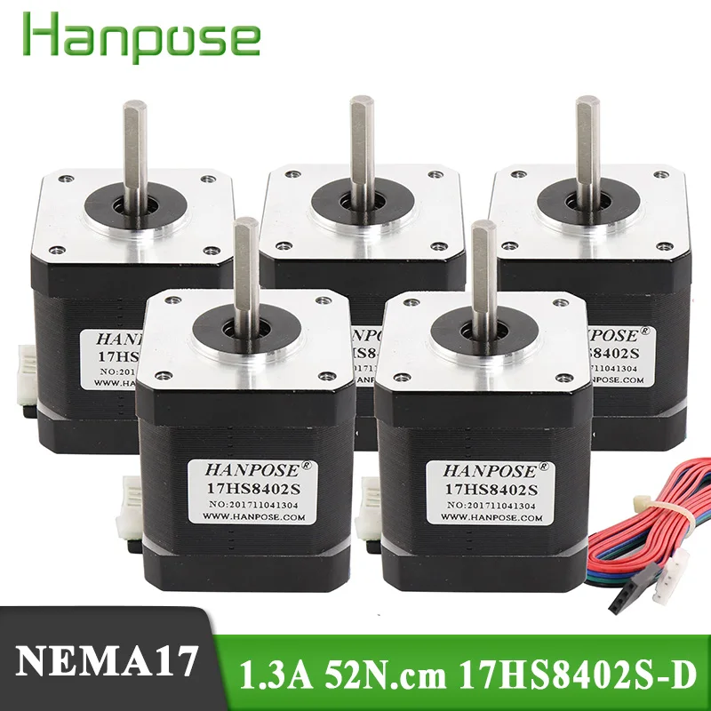 Бесплатная доставка 5 шт. шаговый двигатель Nema17 (17HS8402S) 48 мм Nema 17 42bygh 4-проводной 1.3A