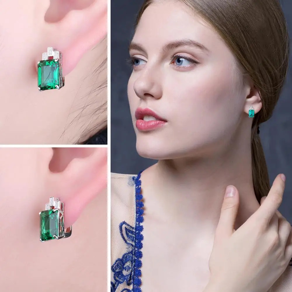 Jewelrypalace Роскошные 7.6ct создана изумруд Серебро 925 клип на Серьги для Для женщин Модные украшения