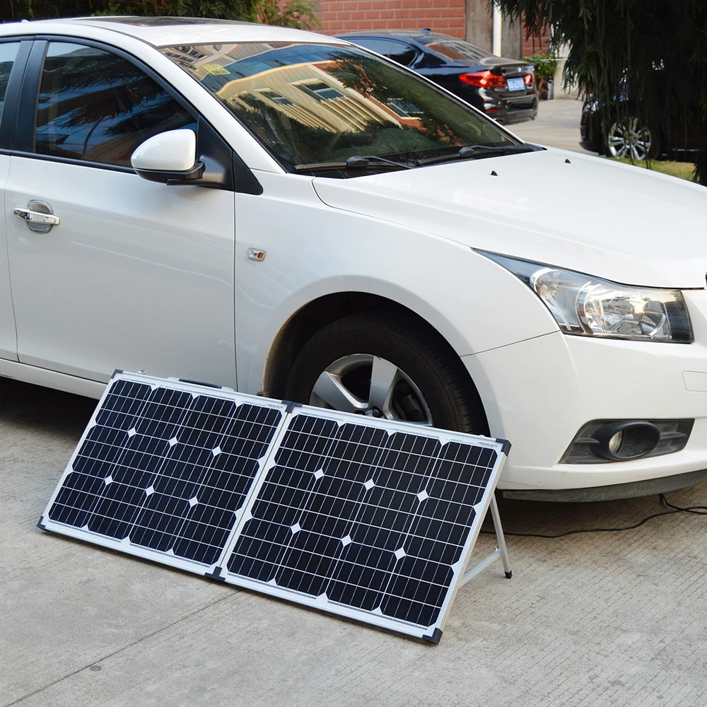 Dokio 100W Foldable Solar Panel China (2Pcs x 50W) 18V +10A 12V Controller Solar Battery Cell/Module/System Charger photo