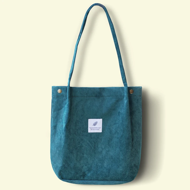 

2019 Corduroy Shoulder Bag Ladies Casual Tote Handbag Folding Reusable Shopping Bags Purse Female Cotton Canvas Cloth Pouch