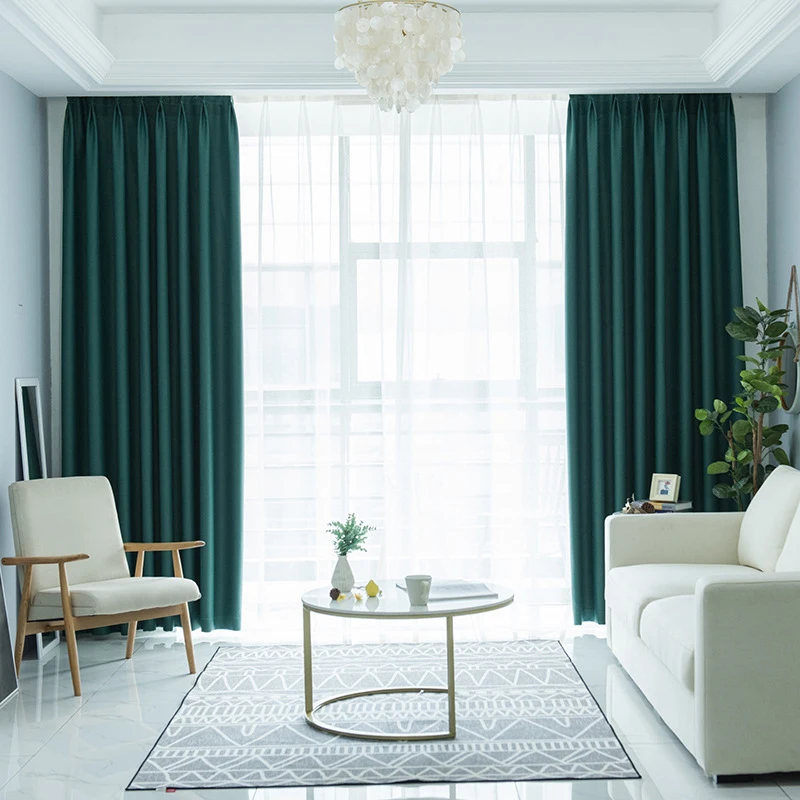 

Solid Color High-Precision Curtains Simulation Silk Plain Shade Living Room Bedroom Curtain Finished Products Finished Wholesale