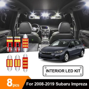 

8 x White LED Light Interior Reading Dome Map Lamp Package Kit For 2008-2019 Subaru Impreza Trunk License Plate Light No Error