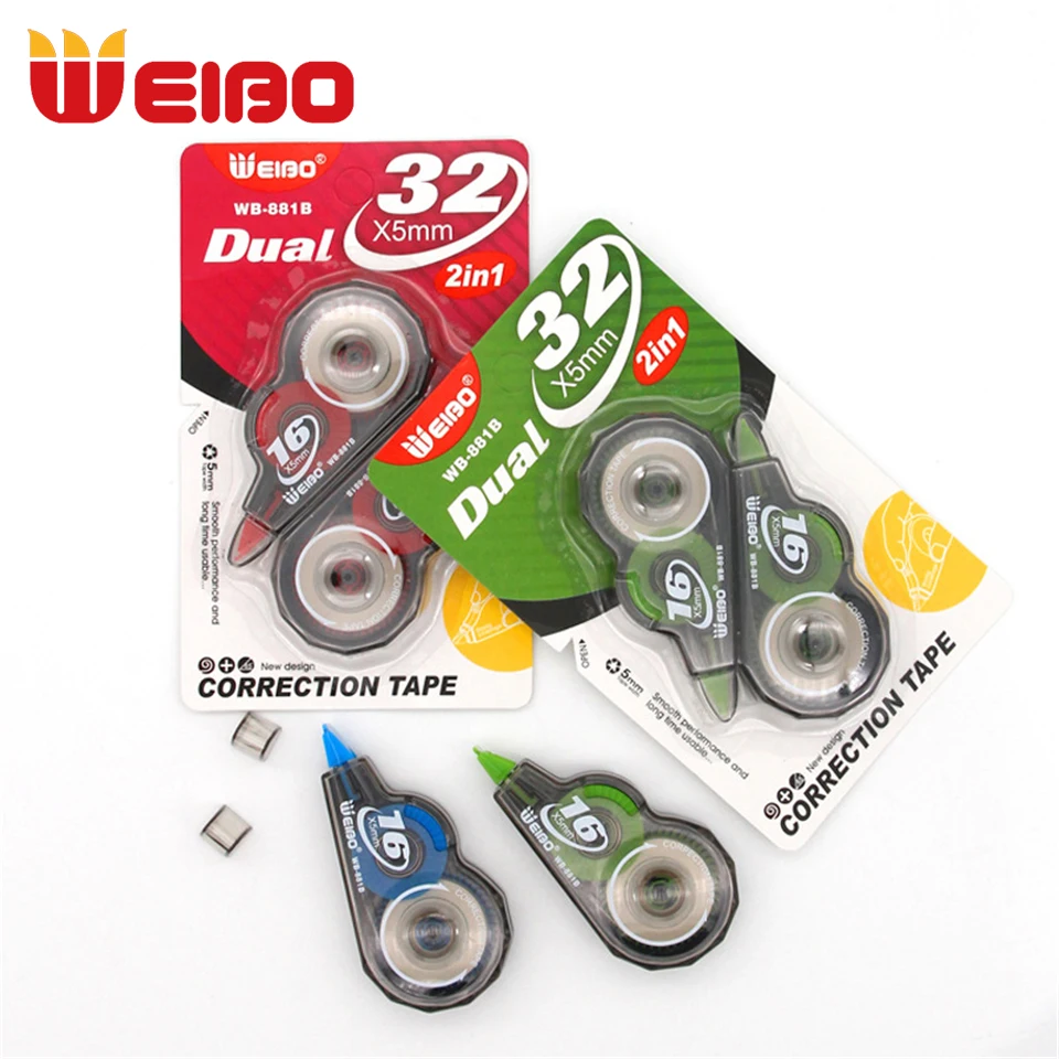 

WEIBO 2PCS/Set Colored Correction Tape Material Stationery Office Kids Student Gift School Supplies 16m*2 Corrector Tape