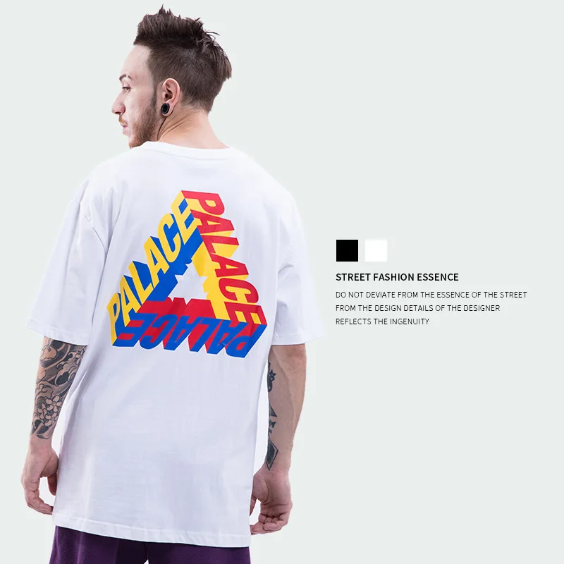 

Palace Life 18SS Popular Brand New Style Men'S Wear Multi-color Three-dimensional Triangle Printed Men's Short Sleeved T-shirt T