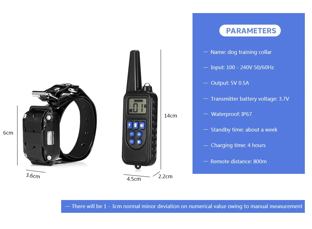 880 800m Waterproof Rechargeable Dog Training Collar Remote Control LCD Display