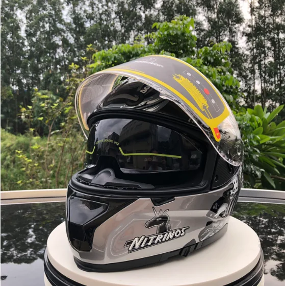 Бренд NITRINOS полный шлем для верховой езды Мото шлем в форме черепа De Moto двойной объектив защитный шлем хорошего качества ECE - Цвет: 1
