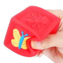 10 шт. 10 шт. кубики с цифрами Детские захватывающие яркие цветные строительные блоки 3D Touch мягкий PVC молярный Прорезыватель для зубов игрушка для купания