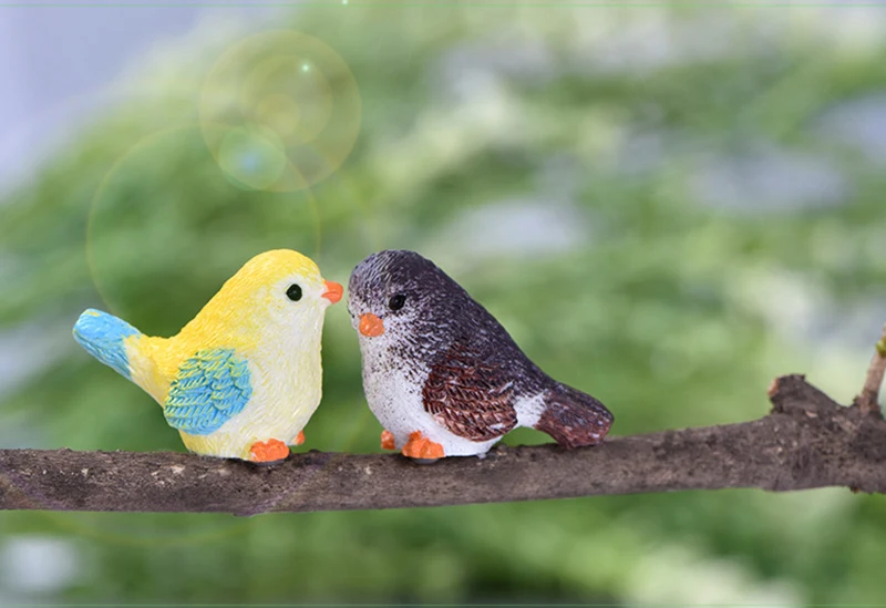 DIY Colored bird mini miniature figurines fairy garden home decor desk decoration accessories christmas miniatures