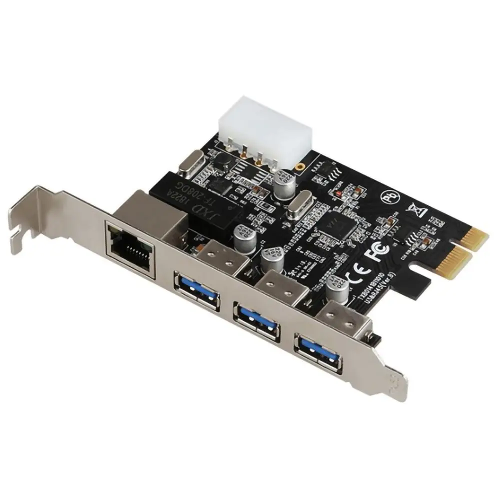 PCI-E для внешних 3 портов USB 3,0 HUB+ RJ-45 10/100/1000 Мбит/с гигабитная сетевая Ethernet карта PCI Express USB LAN переходник