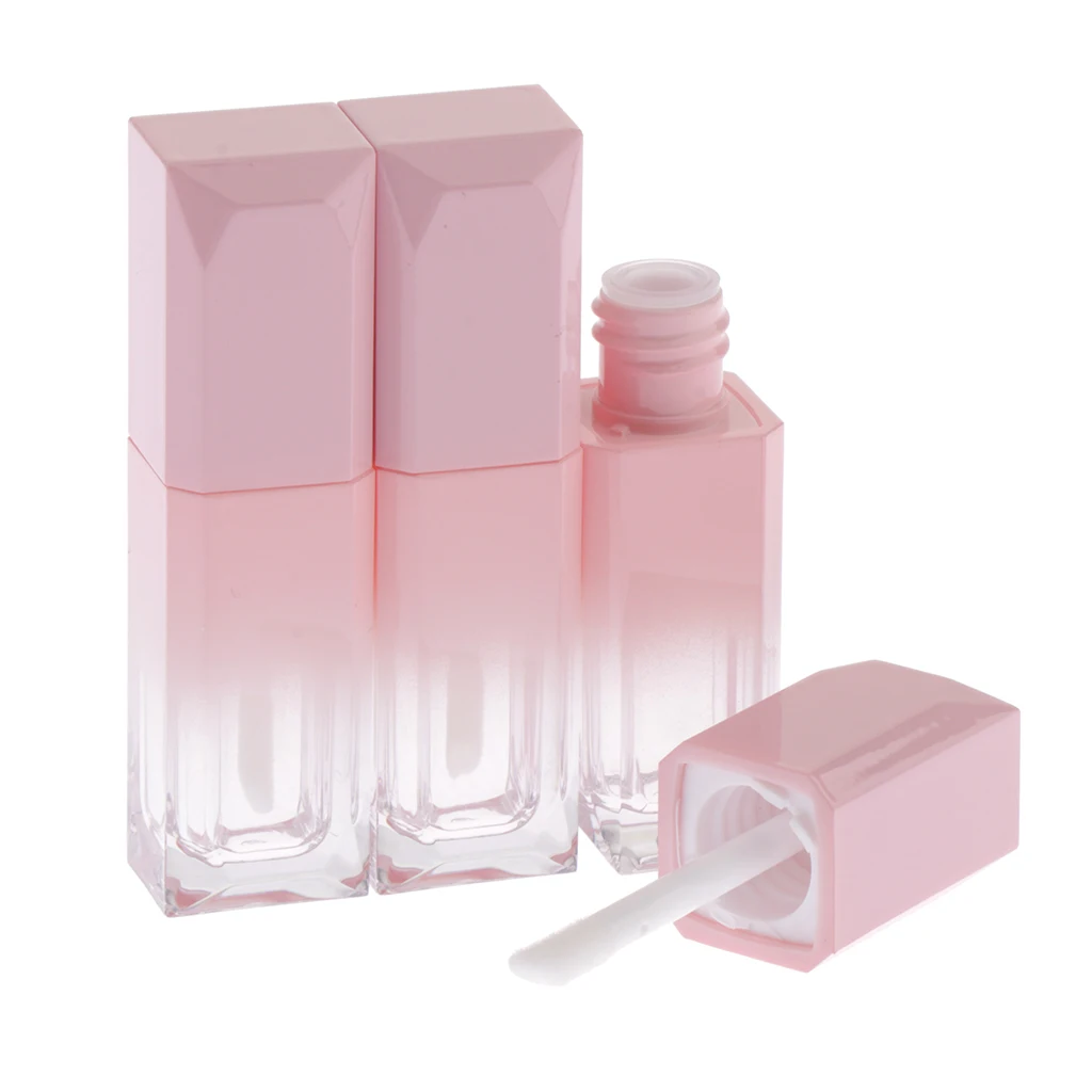 6Pcs Empty Square Lip Gloss Tube Small Lipstick Vials DIY Lip Balm Sample Cosmetic Container Jars Bottle Pink
