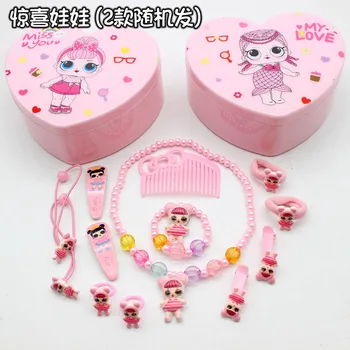 

LOL Surprise Doll Little Princess Jewelry Set Necklace Bracelet Ear Clip Ring Girl Headdress Gift Box Birthday Gift
