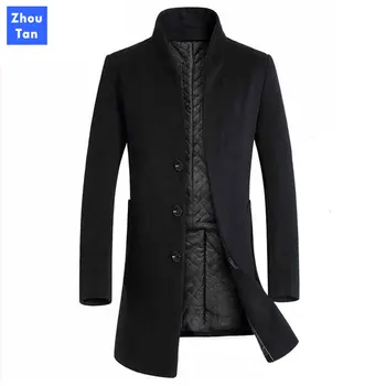 

2020 New mens winter Wool & Blends trench fashion slim men long woolen coats business casual trench coat men winter wool coat