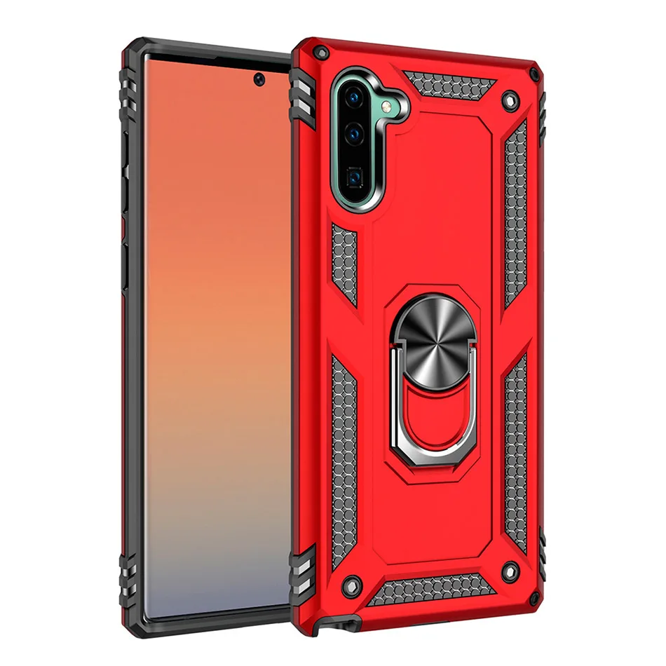 Противоударный чехол-Броня чехол для телефона для samsung Galaxy S8 S9 S10 плюс S10e плюс Чехол Note 8, 9, 10, A30 A50 A70 подставка с магнитным кольцом крышка - Цвет: Red