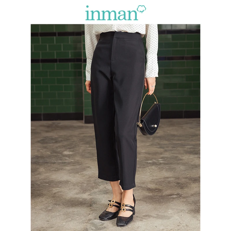 

INMAN 2019 Autumn New Arrival Literary Minimalism Fashion All Matched Straight Slim Women Pants