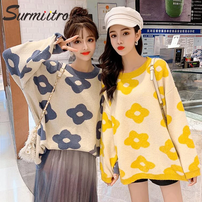 

Surmiitro Korean Cute Knitted Sweater Women 2019 Autumn Winter Warm Ladies Long Sleeve Jumper Tricot Pullover Female