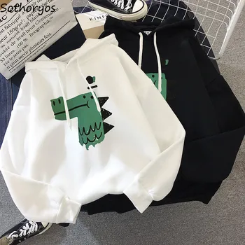 

Hoodies Women Autumn Printed Long Sleeve Hooded Simple All-match Korean Style Sweatshirts for Womens Trendy Ulzzang Students