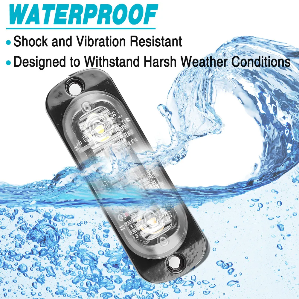 2 Luci Di Emergenza RIGIDON A LED - Strobe Bianco, 12V/24V Impermeabili, Per Auto, Camion, Moto E Barche - Foto 5