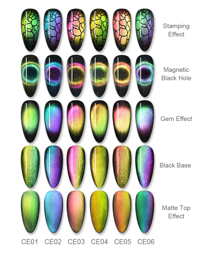 BORN PRETTY 9D Cat Eye Gel Nail Polish Set Magnetic Gel Stamping Soak Off UV Gel 2