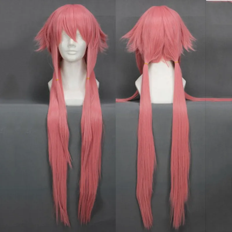 

The Future Diary Yuno Gasai 80cm Long Pink Straight Women's Girl Heat Resistant Cosplay Costume Wig + Track + Cap