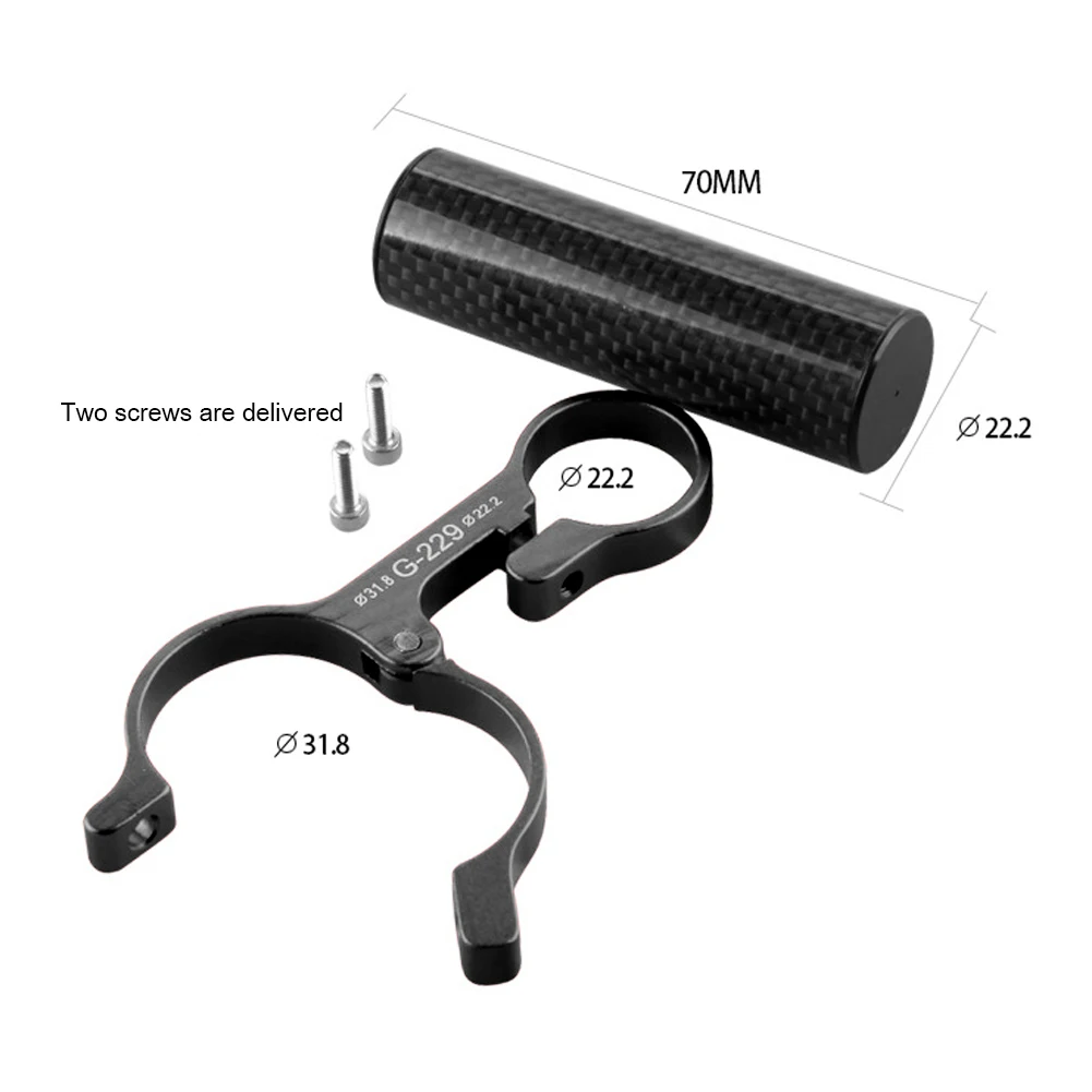 GUB 3K 탄소 섬유 31.8mm 자전거 핸들 바 익스텐더 튜브 마운트 자전거 사이클링 헤드 라이트 브래킷 램프 손전등 홀더