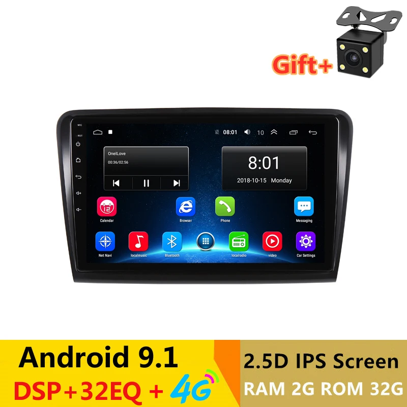 

10" 2.5D IPS Android 9.1 Car DVD Multimedia Player GPS For Skoda Superb 2009-2010-2013 audio radio DSP 32EQ stereo navigation