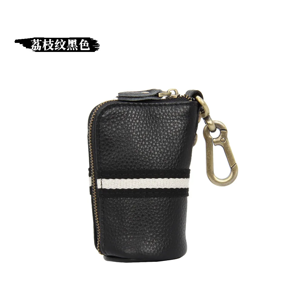 Litchi pattern black Дизайнерский чехол для ключей, новинка, мужские кошельки из натуральной коровьей кожи на молнии для автомобильных ключей, модные многофункциональные женские держатели для ключей - Цвет: Litchi pattern black