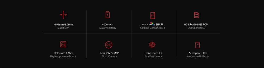 Смартфон UMIDIGI Z1 Pro, 6 ГБ ОЗУ, 64 Гб ПЗУ, 5,5 дюймов, Android 7,0, Восьмиядерный процессор MTK6757, 2,3 ГГц, 4000 мАч, отпечаток пальца, 13,0 МП, мобильный телефон